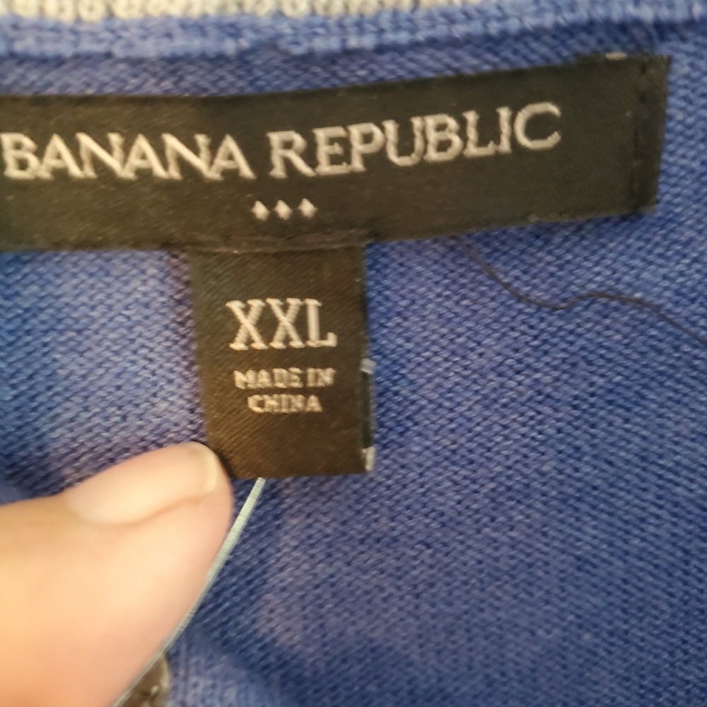 Banana‎ Republic Sweater Mens 2XL Blue Pullover Long Sleeve Cotton Shirt Casual - Picture 3 of 8